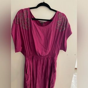 Purple dress with embellished sleeves